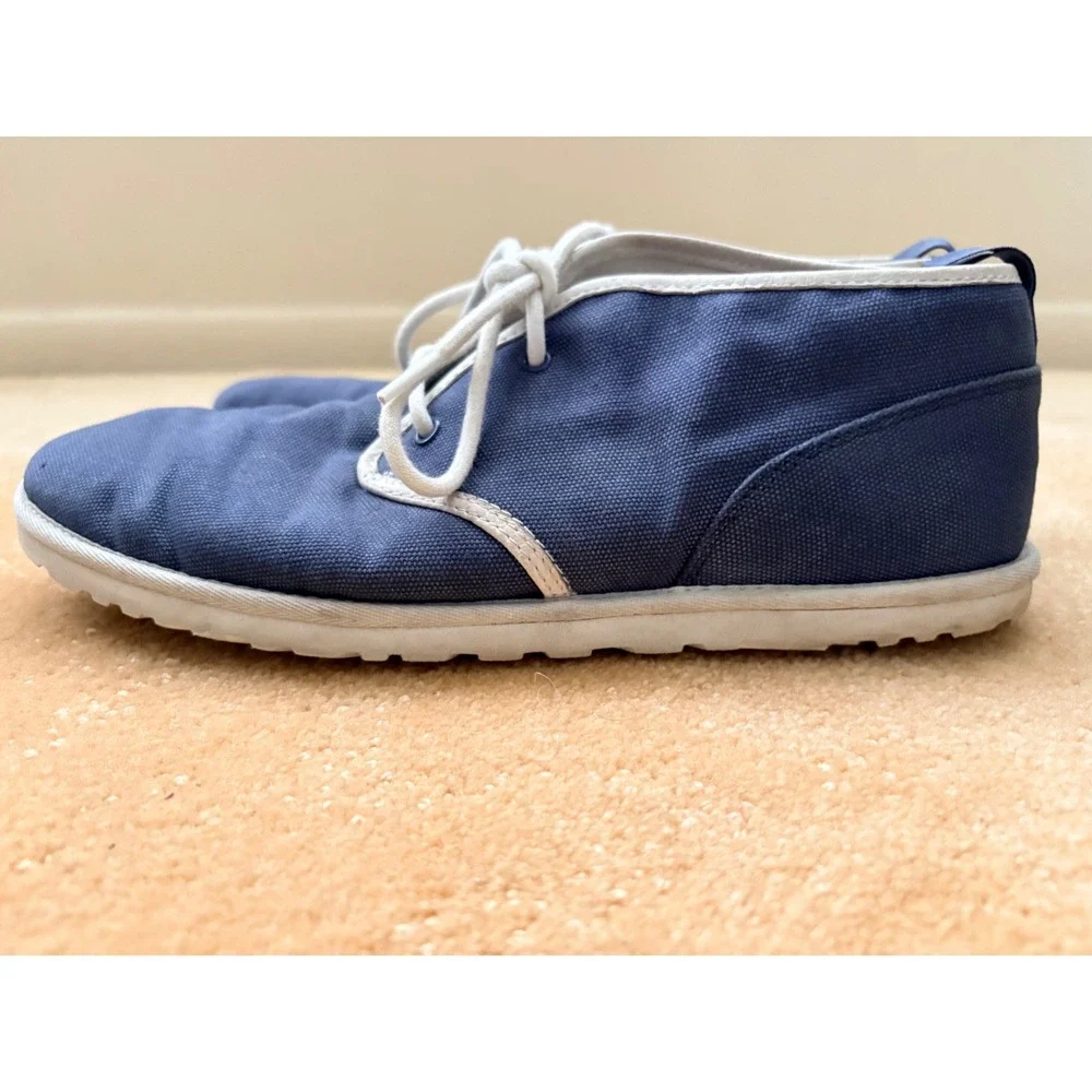 UGG Men Casual Chukka Boots Blue‎ Canvas Lace Up Comfortable Ankle Shoes Size 10